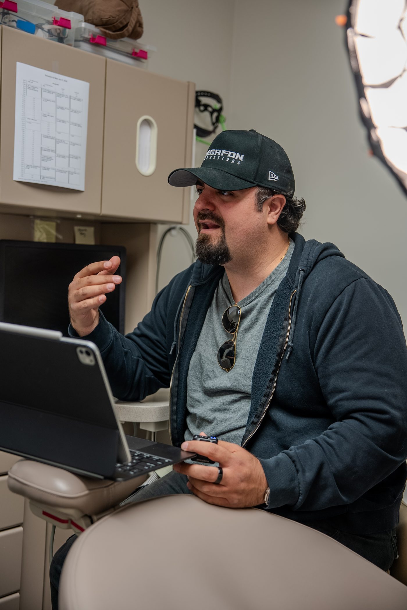 Neema Dadmand, founder of Megafon Productions, on set